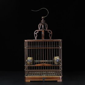 旧藏花梨木方鸟笼，长30厘米宽30厘米高62厘米