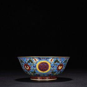 清乾隆景泰蓝描金花卉纹碗 高5.5厘米 宽14厘米 1365元
