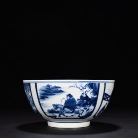 清康熙青花开窗人物纹碗 高9.5厘米 宽19.5厘米 1365元