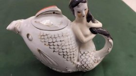 古玩旧藏福建福安瓷厂底款酒壶美人鱼瓷器酒壶