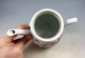民国官款江西瓷业公司胭脂红山水原配全套茶壶