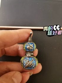 古玩旧藏烧蓝银葫芦挂件