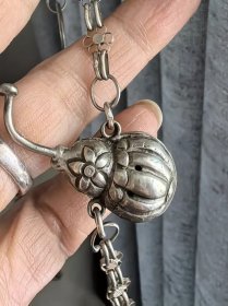 古玩旧藏老银葫芦压襟挂件