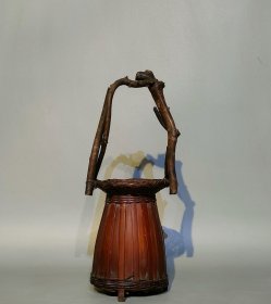 古玩旧藏清代竹编花器