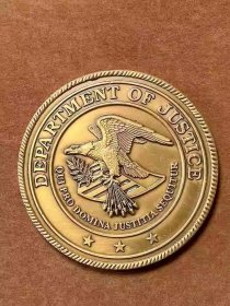 1972年美国司法局纪念章大铜章徽章牌子