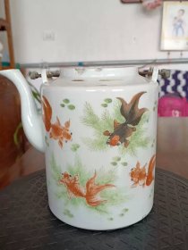 解放初金鱼水草提梁壶