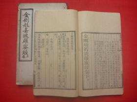 【原书】民国丁卯年（1927）陕西汉中道署重刻*咸丰文瑞楼版集解*合肥阮贞豫、杨圭、桂湖三清子谨识*王浩绘图*民国33年寂园居士康寄遥述《金刚般若波罗蜜经》附心经诸咒*大开本原装原订2厚册全*版本极为稀少！