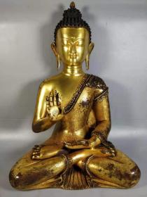 紫铜纯手工錾刻鎏金佛，重10285克
