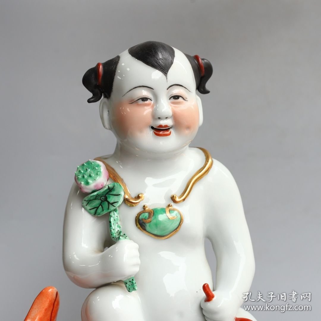 清代年制金童玉女摆件