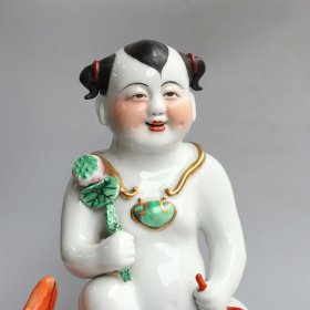 清代年制金童玉女摆件