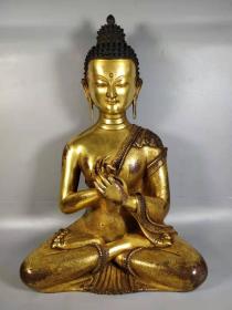 紫铜纯手工錾刻鎏金佛，重10170克