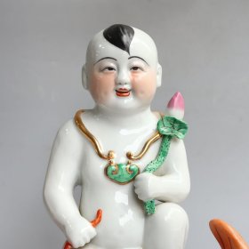 清代年制金童玉女摆件