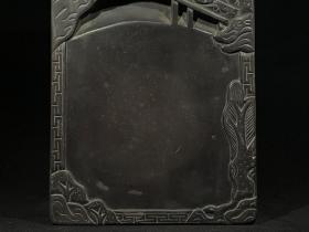 兰亭告会紫端砚,雕工细致,重约4075g,23.4×13.2×5.5cm