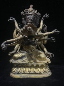 藏传 铜鎏金欢喜佛尺寸：宽13高15.8cm 重1784g