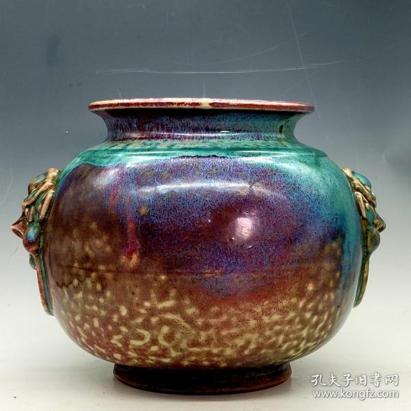 宋钧窑变虎头罐(尺寸20.5*23厘米!)