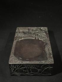 兰亭告会紫端砚,雕工细致,重约4075g,23.4×13.2×5.5cm