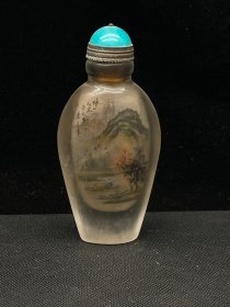 旧藏 水晶内画山水鼻烟壶 规格：7.5cmX3.4cm 重53g