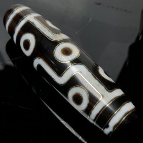 藏区回流老料镶嵌金丝【九眼天珠】
尺寸:91*25毫米 重量87.8克