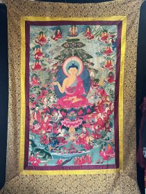 回流：佛像刺绣唐卡 选用贡缎面料 老工手绣刺绣唐卡 装裱尺寸：240*180厘米 画心尺寸：170*120厘米