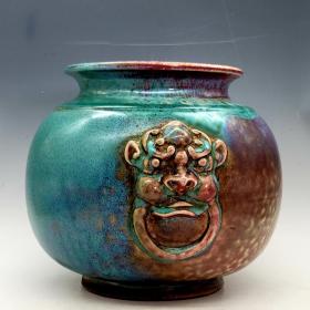 宋钧窑变虎头罐(尺寸20.5*23厘米!)