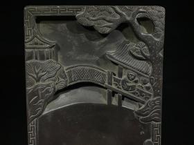 兰亭告会紫端砚,雕工细致,重约4075g,23.4×13.2×5.5cm