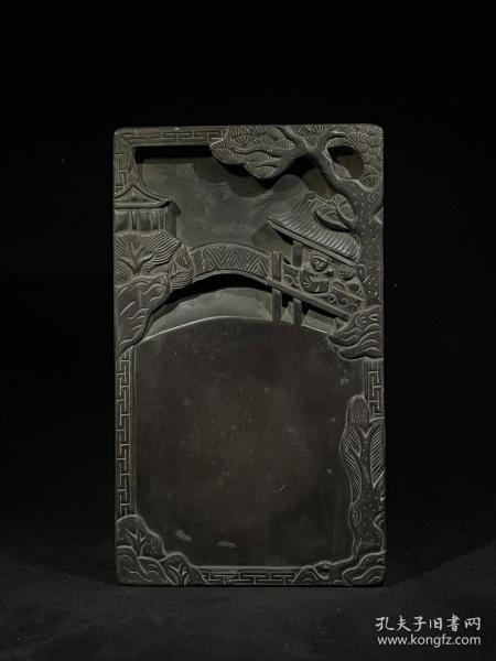 兰亭告会紫端砚,雕工细致,重约4075g,23.4×13.2×5.5cm