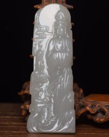和田玉观音 规格: 13×4.6×1.2厘米，重 113克。