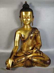紫铜纯手工錾刻鎏金佛，重9690克