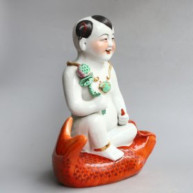 清代年制金童玉女摆件