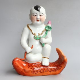 清代年制金童玉女摆件