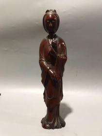 旧藏 ：老黄杨木雕站仕女摆件规格：高24.5cm  宽6.5cm  重278g