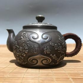 回流 纯银梅兰菊竹酒壶规格：高8cm宽12cm口径5.3cm重186克