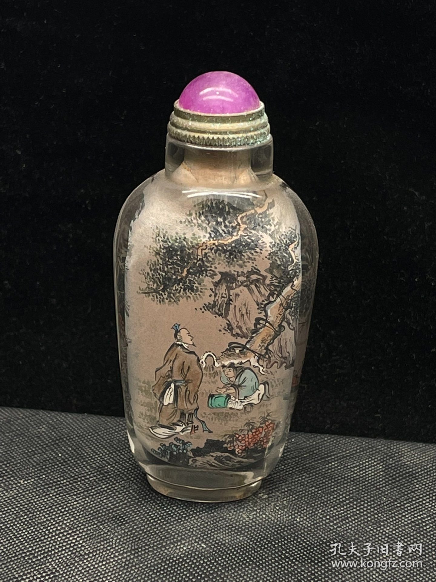 旧藏 水晶内画山水鼻烟壶 规格：7.5cmX3.4cm 重57g