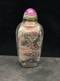 旧藏 水晶内画山水鼻烟壶 规格：7.5cmX3.4cm 重57g