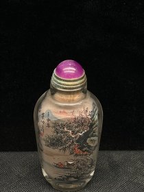 旧藏 水晶内画山水鼻烟壶 规格：7.5cmX3.4cm 重57g