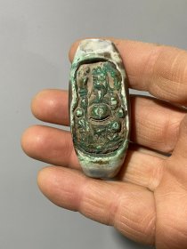 旧藏：老玛瑙凤天珠挂件，雕刻生动，规格：宽2.3cm 高5.7cm 重量28g