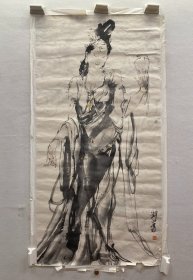 刘学伦 国画写意 观音图 约7.8平尺