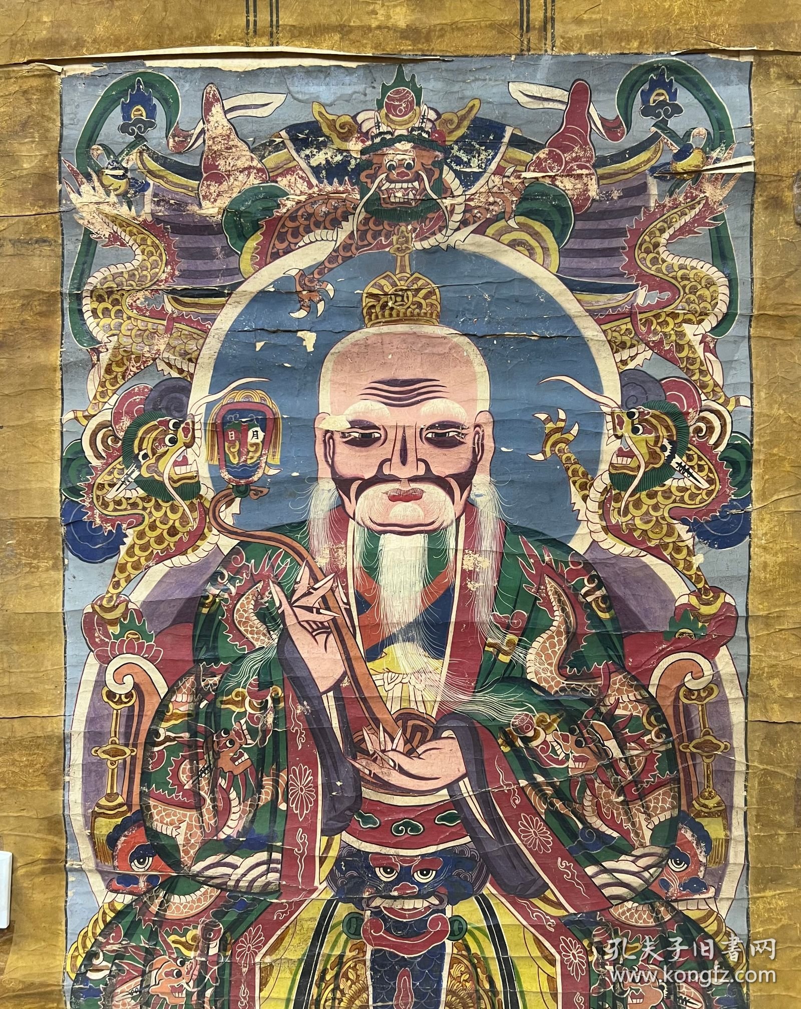 清朝道教庙画 高159厘米 宽71厘米 约10.1平尺