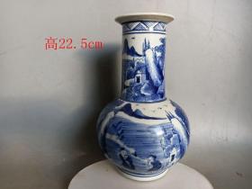 清代青花瓷山水瓷瓶