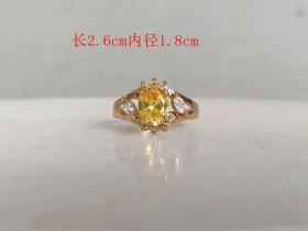 乡下收的镶 嵌 黄宝石 戒指