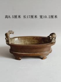 乡下收的明代传世宣德双龙瑞兽老紫铜香炉 · ·