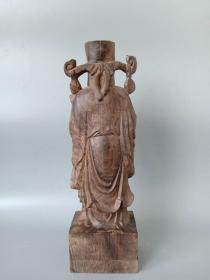 少见的清代传世老沉香木招财进宝财神赏件摆件             ·