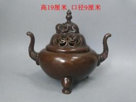 传世少见的巧生款老紫铜香炉 · ·