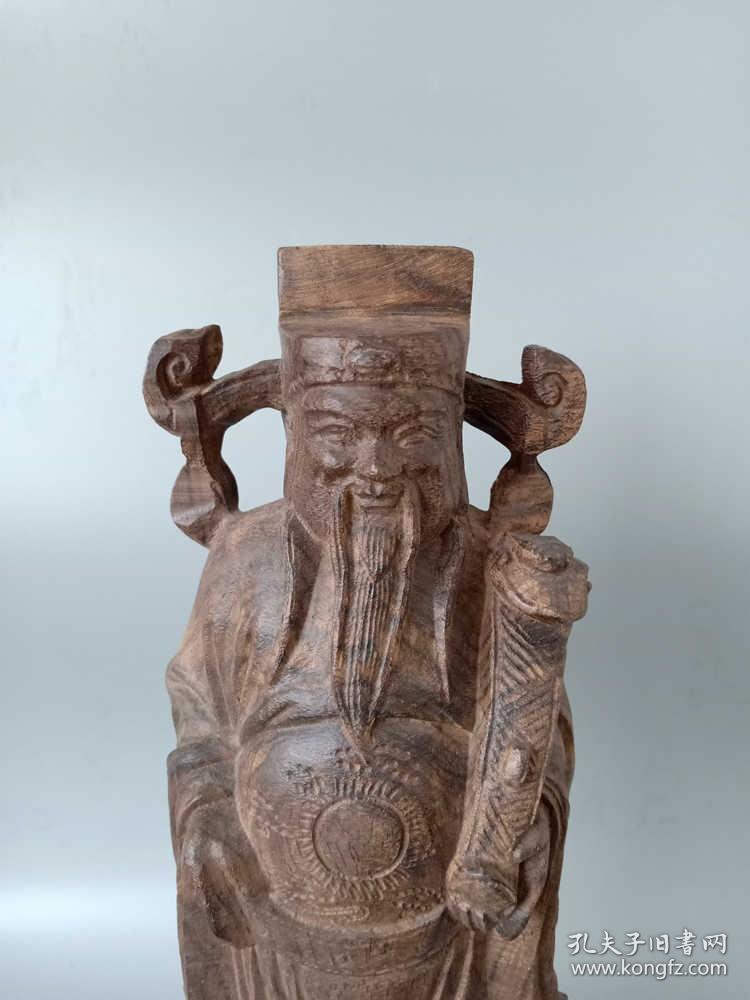 少见的清代传世老沉香木招财进宝财神赏件摆件             ·