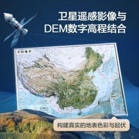 共2张中国和世界地形图 3d立体凹凸地图挂图 36*25.5cm卫星遥感影像图浮雕地理地形 初高中学生教学家用墙贴 抖音推荐