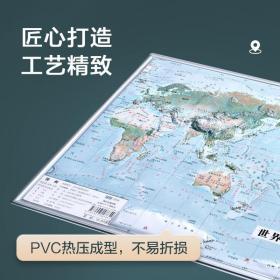 共2张中国和世界地形图 3d立体凹凸地图挂图 36*25.5cm卫星遥感影像图浮雕地理地形 初高中学生教学家用墙贴 抖音推荐