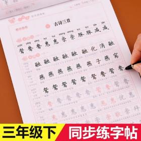 小学写字课课练三年级下册语文部编版（蒙纸描摹）三年级字帖下册语文同步楷书练字帖生字抄写本铅笔钢笔楷书课本描红书学生规范字体小脚鸭