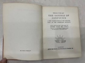 现货 1932年英文版《论语》/Lionel Giles, 翟林奈, 英译, 孔子 / The Sayings of Confucius 精装 品相如图