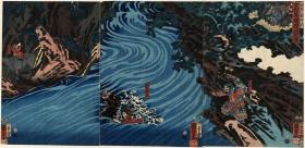 日本浮世绘版画通俗三国志之玄徳马跃檀渓跳図 高精复制品