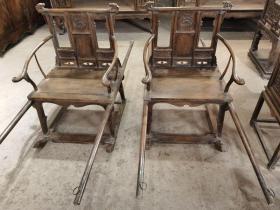 古董古玩木器黄花梨轿椅两个
